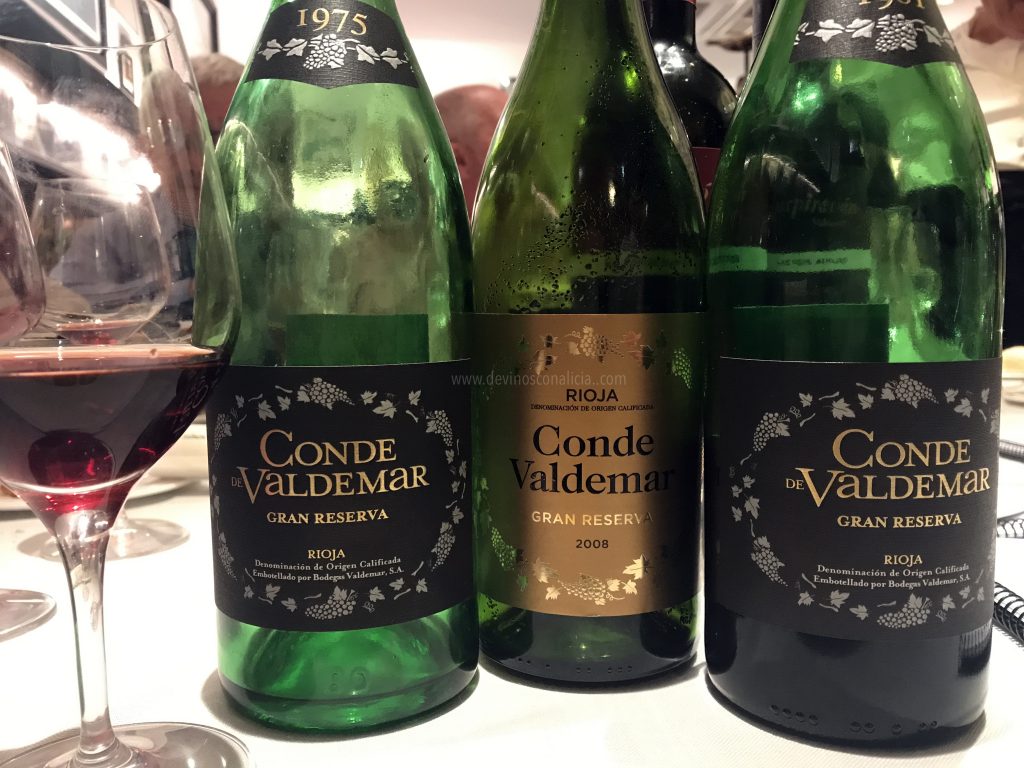 De izquierda a derecha. Conde Valdemar Gran Reserva 1975, Conde Valdemar Gran Reserva 2008 y Conde Valdemar Gran Reserva 1981. Copyright: www.devinosconalicia.com