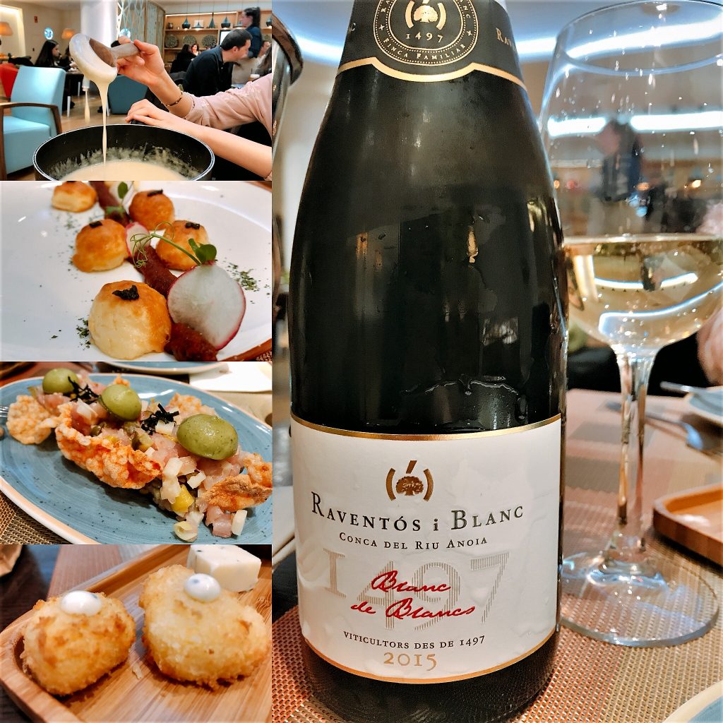 Maridaje de cocina con queso en Poncelet con Raventós i Blanc, Blanc de Blancs 2015. Copyright: Alicia Gómez para www.devinosconalicia.com