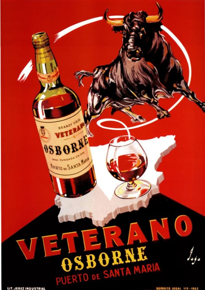 Cartel publicitario histórico de Veterano Osborne. Fuente [en linea]: file.vintageadbrowser.com